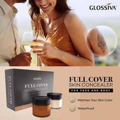 Glossiva couverture taches sombres et vitiligo avec teinte harmonisée.