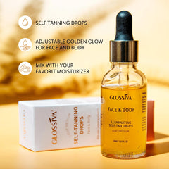 Glossiva Gouttes Auto-Bronzantes – Application sur peau propre pour teint lisse et uniforme.