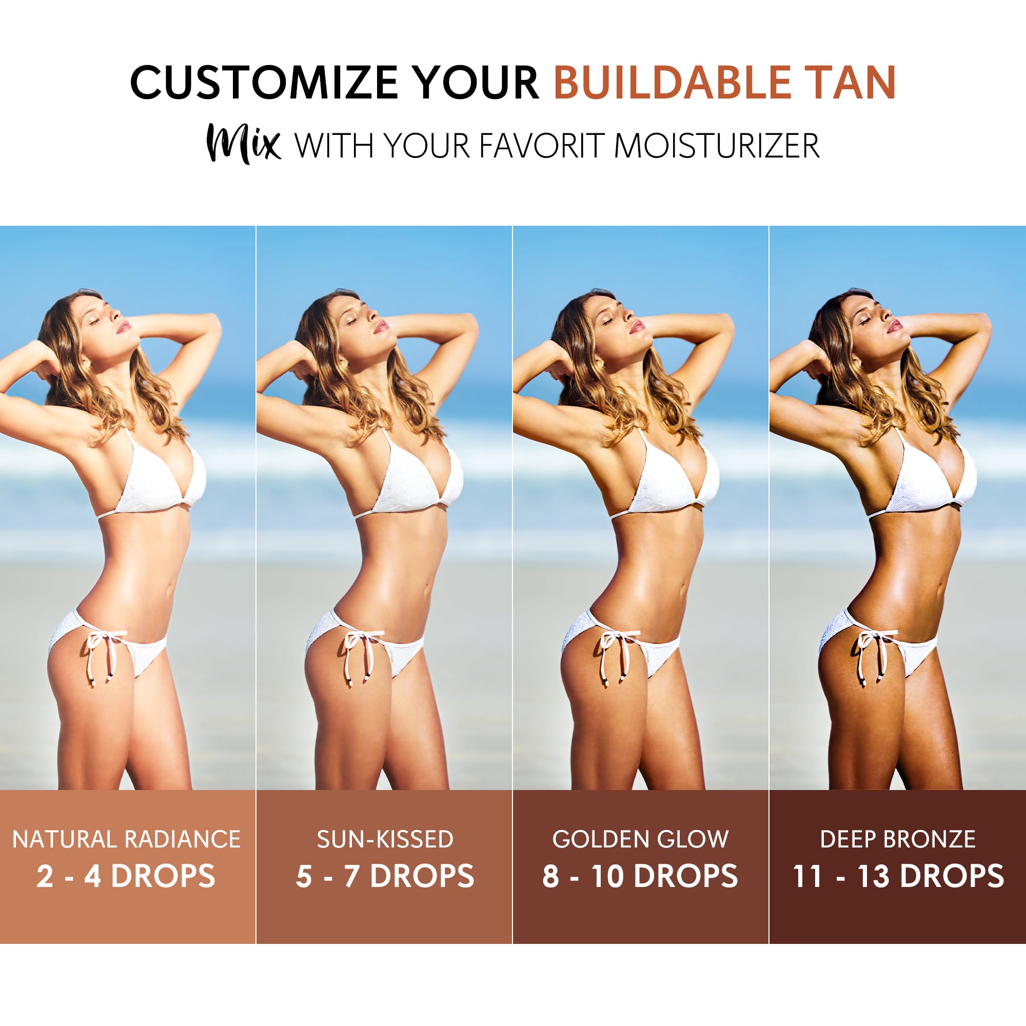 Glossiva Gouttes Auto-Bronzantes – Mélange avec crème hydratante pour un hâle naturel progressif.