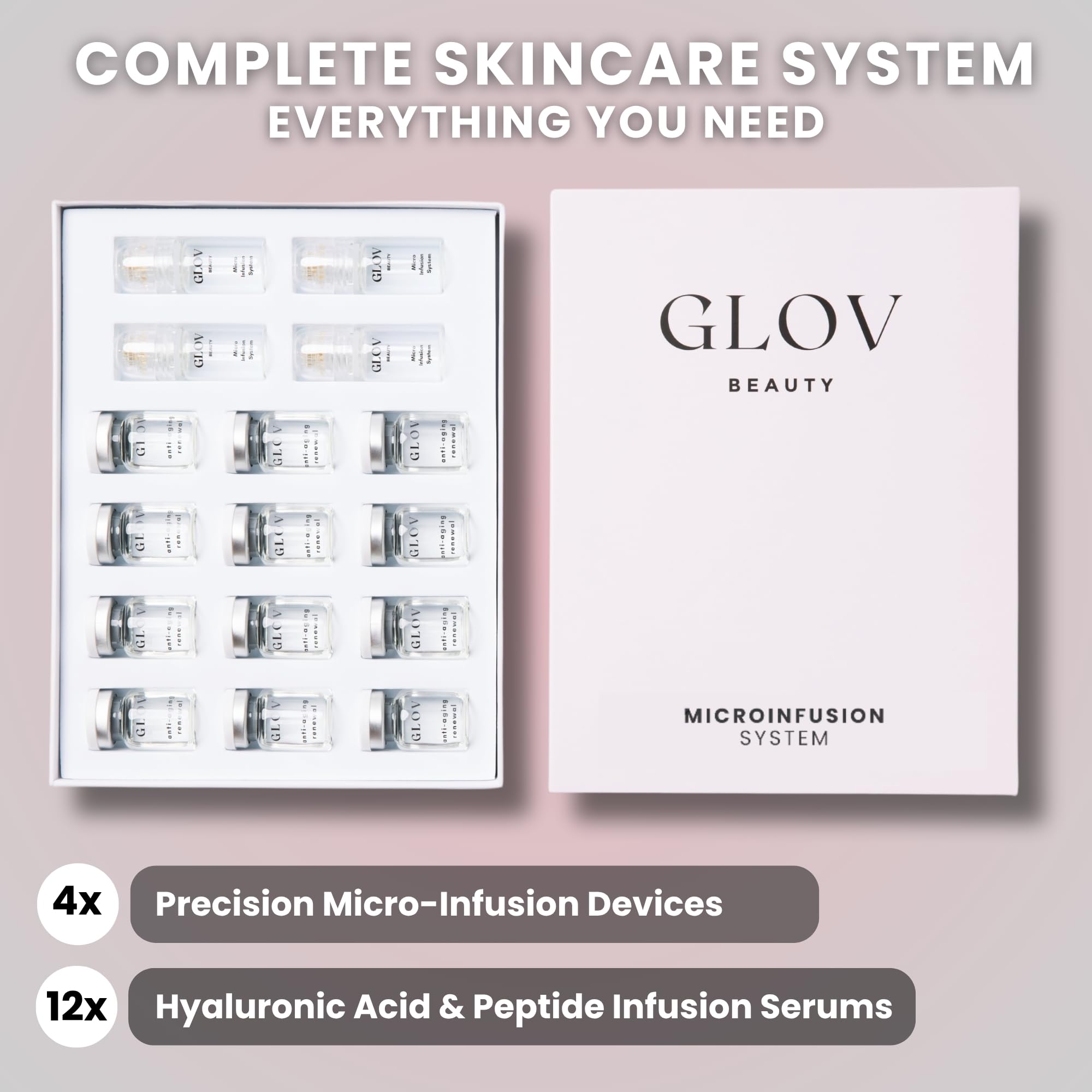 Glov Beauty ampoules-serum 5ml à base d'acide hyaluronique et collagène.