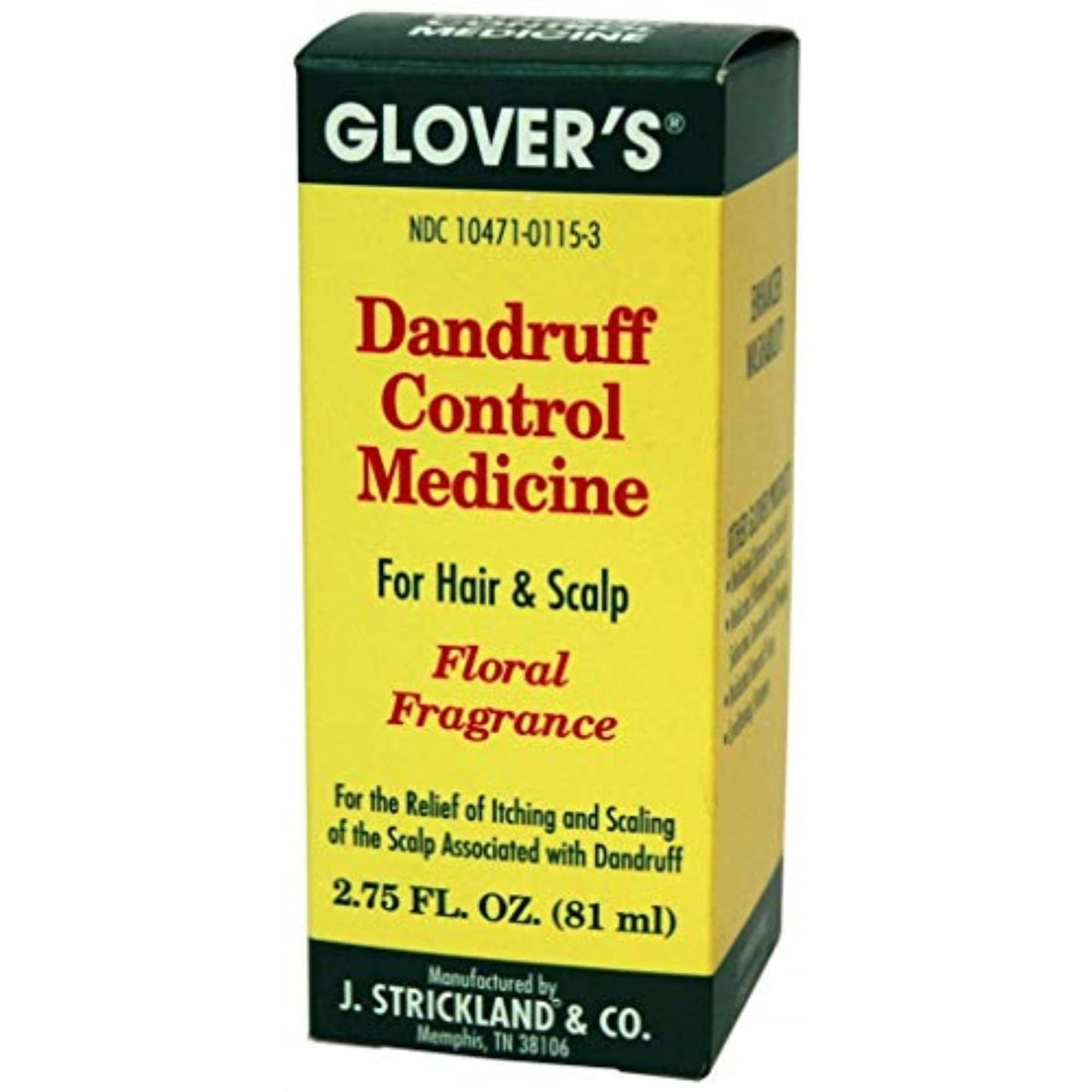 Flacon Glover's, médicament au soufre pour le contrôle des pellicules, parfum floral.