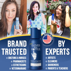 Gloves in a Bottle – application rapide et absorption non grasse sur la peau.