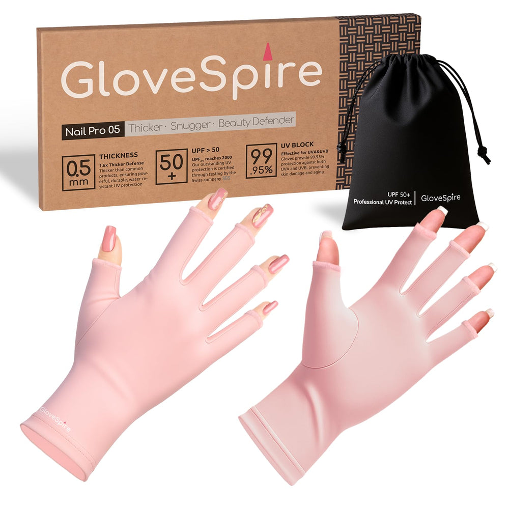 Gants GloveSpire UV épais protègent les doigts lors des soins des ongles.