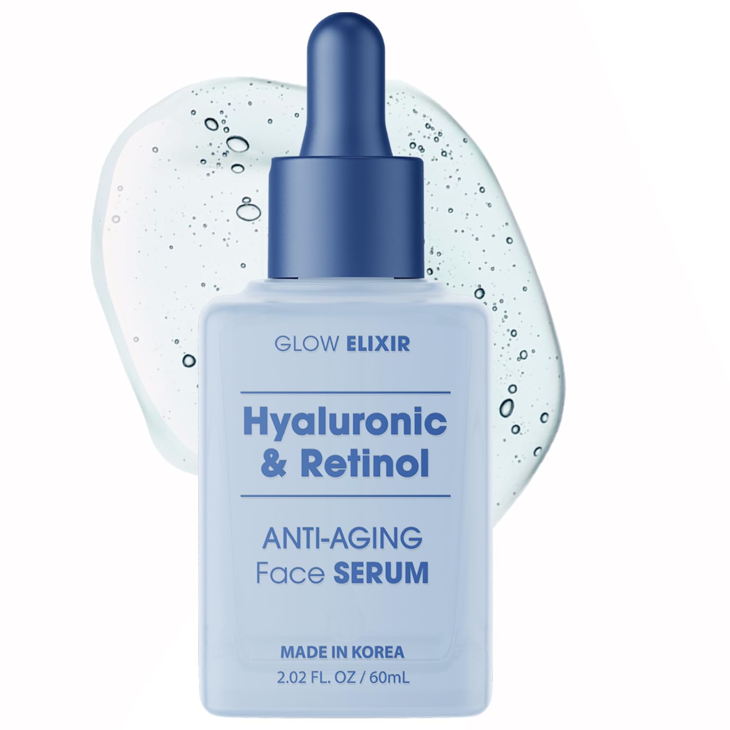 Glow Elixir Sérum Retinol pour le visage, pompe, hydrate et lisse les ridules.