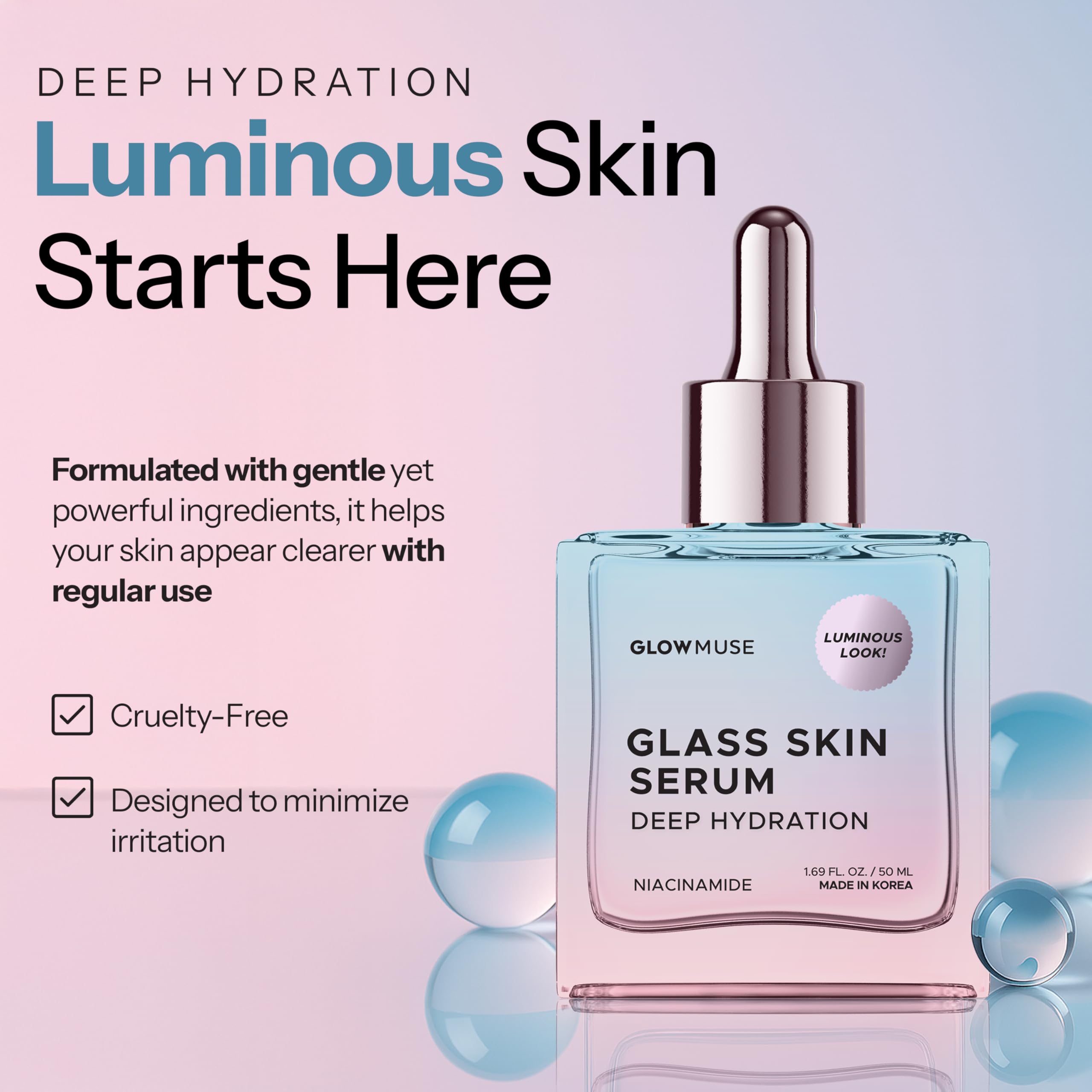 Gouttes du sérum Glow Muse Niacinamide pour une dose facile et contrôlée