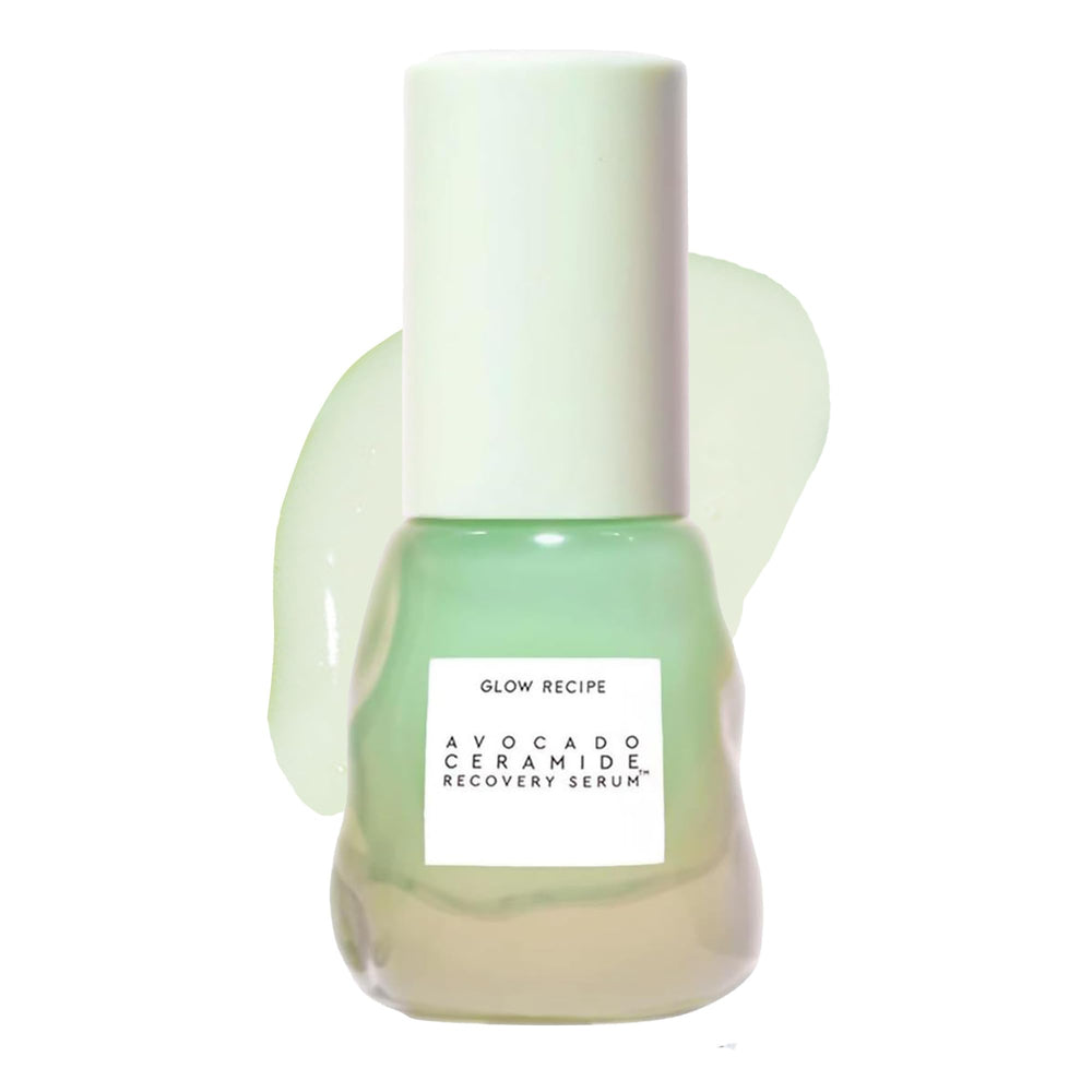 Glow Recipe Avocado Ceramide Serum, bouteille élégante, hydratation légère pour peaux sensibles.