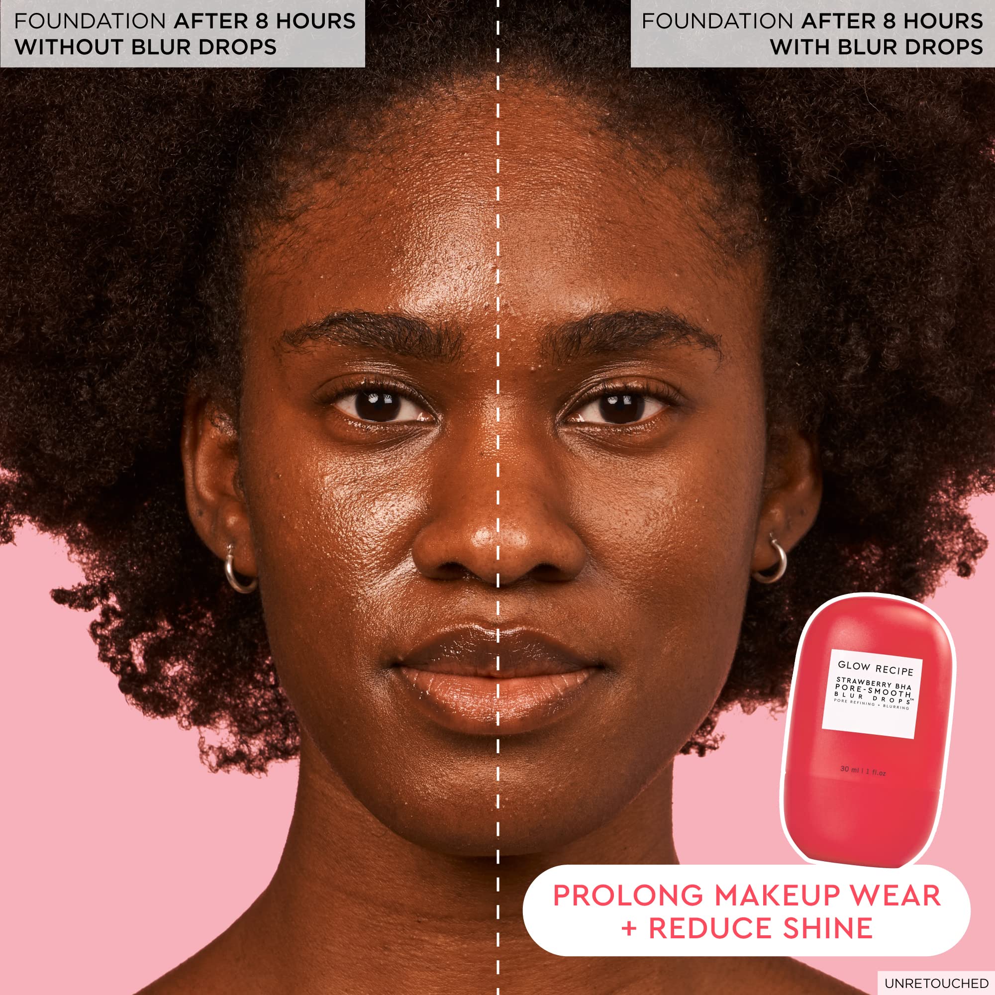 Peau satinée après application, image montrant douceur et glisse du maquillage.
