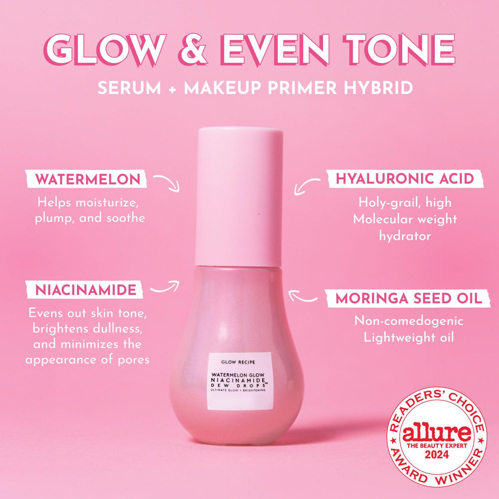 Glow Recipe gouttes-serum-lumineux : texture gel légère pour peau fraîche.