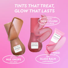 Hue Drops Sun Glow Glow Recipe format voyage hydrate et éclaire