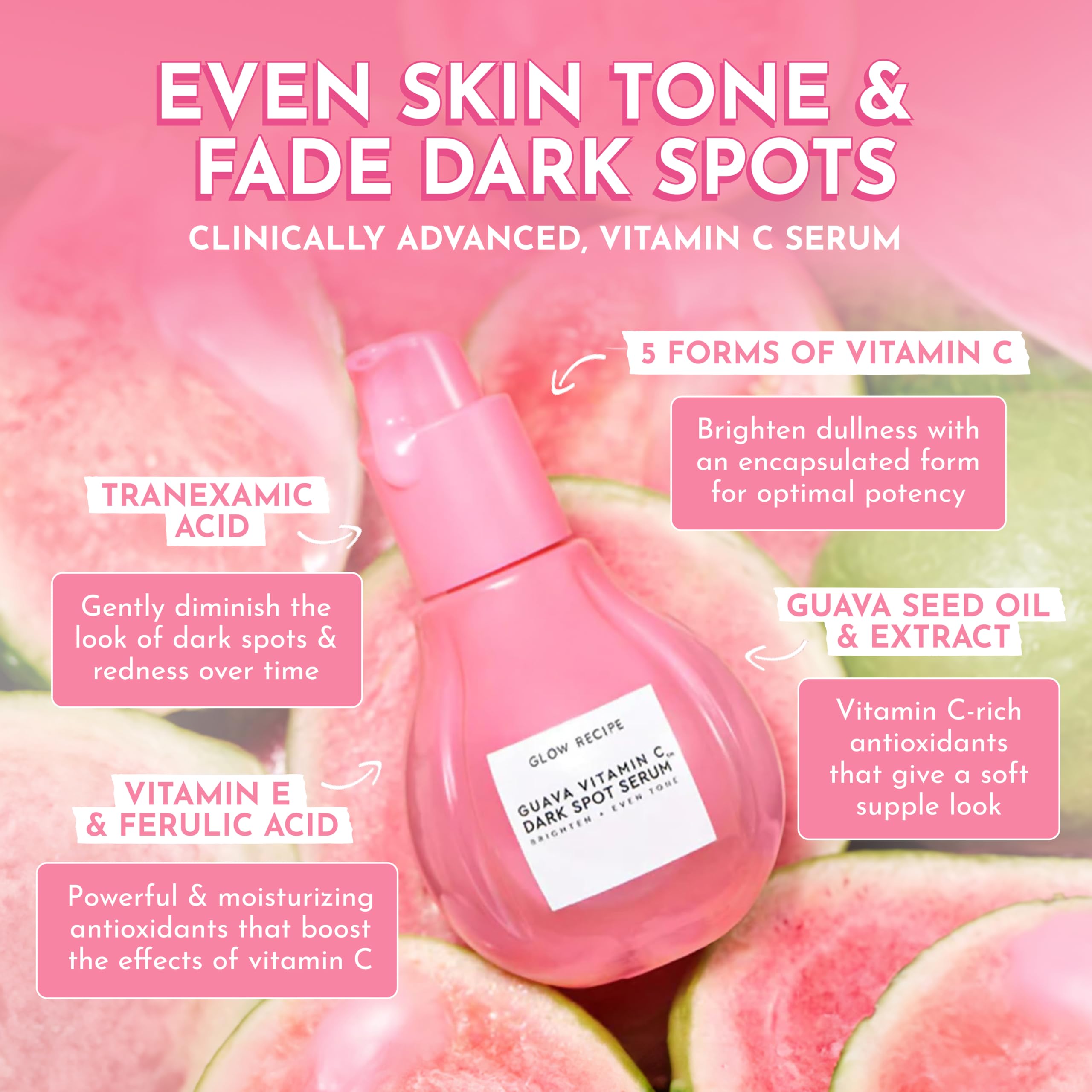 Couleur rosée du Glow Recipe Guava apportant une touche lumineuse naturelle.