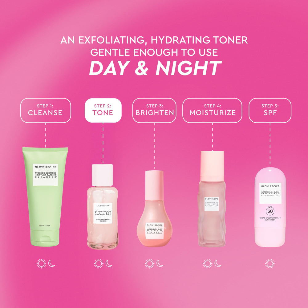 Glow Recipe tonique: action sur les pores pour une apparence plus nette.