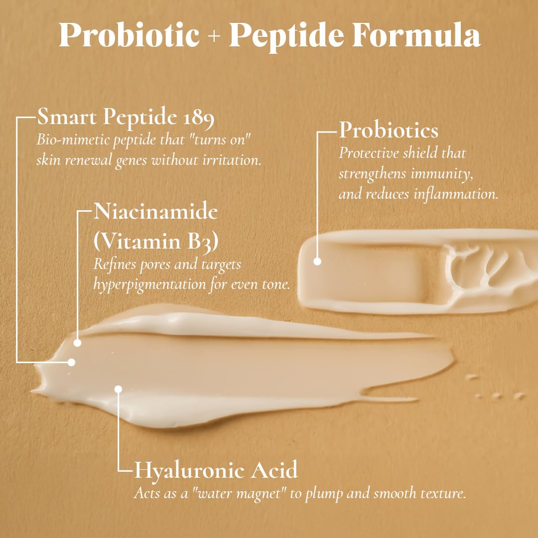 Complexe probiotic et peptides Glowbiotics, peut lisser la texture.