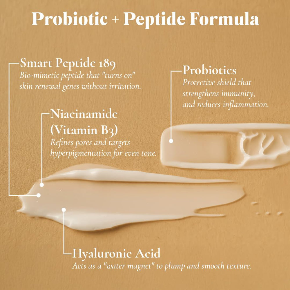 Complexe probiotic et peptides Glowbiotics, peut lisser la texture.
