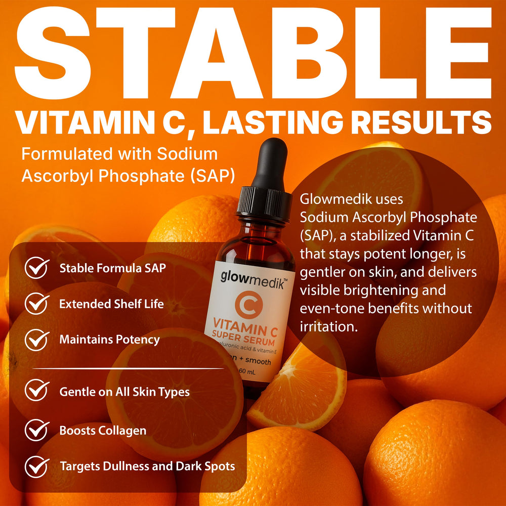 Texture hydratante du GlowMedik sérum vitamine C avec ingrédients botaniques