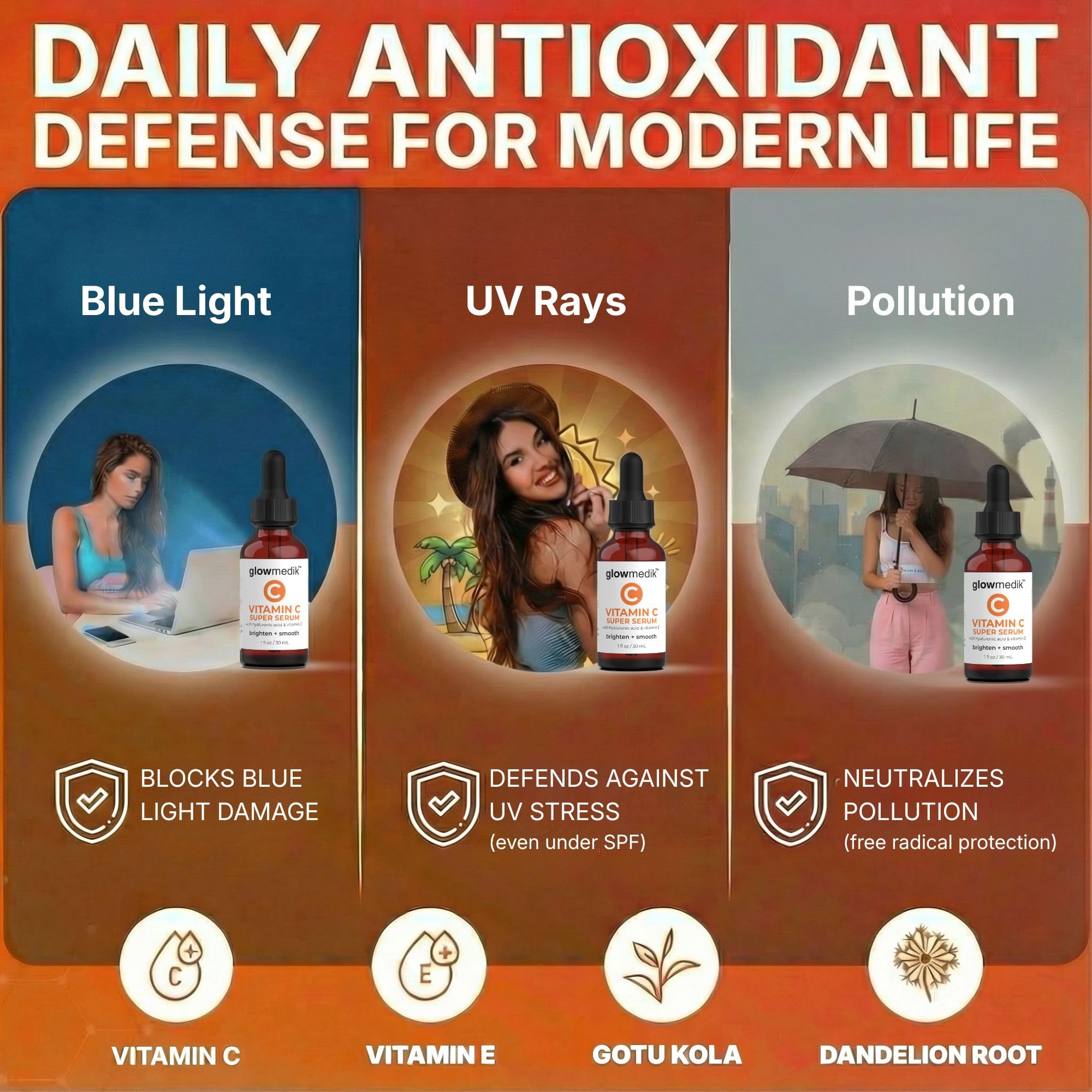 Routine quotidienne avec GlowMedik sérum vitamine C et simplicité d'utilisation