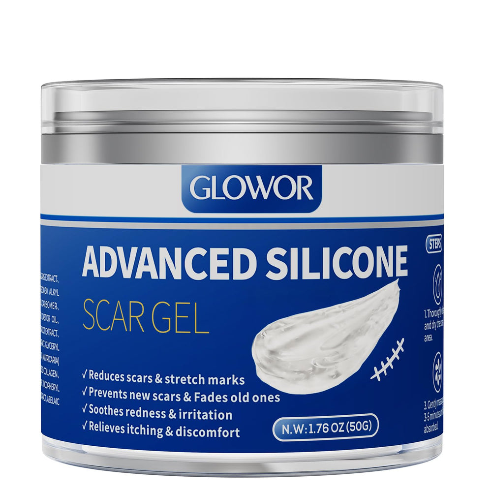 Glowor gel silicone cicatrices visage – flacon pratique et léger pour usage quotidien.