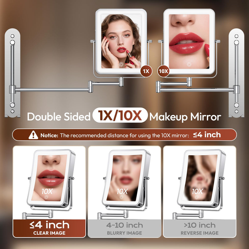 Glowtop boutons de contrôle doubles pour ajuster l’éclairage sans retourner le miroir.