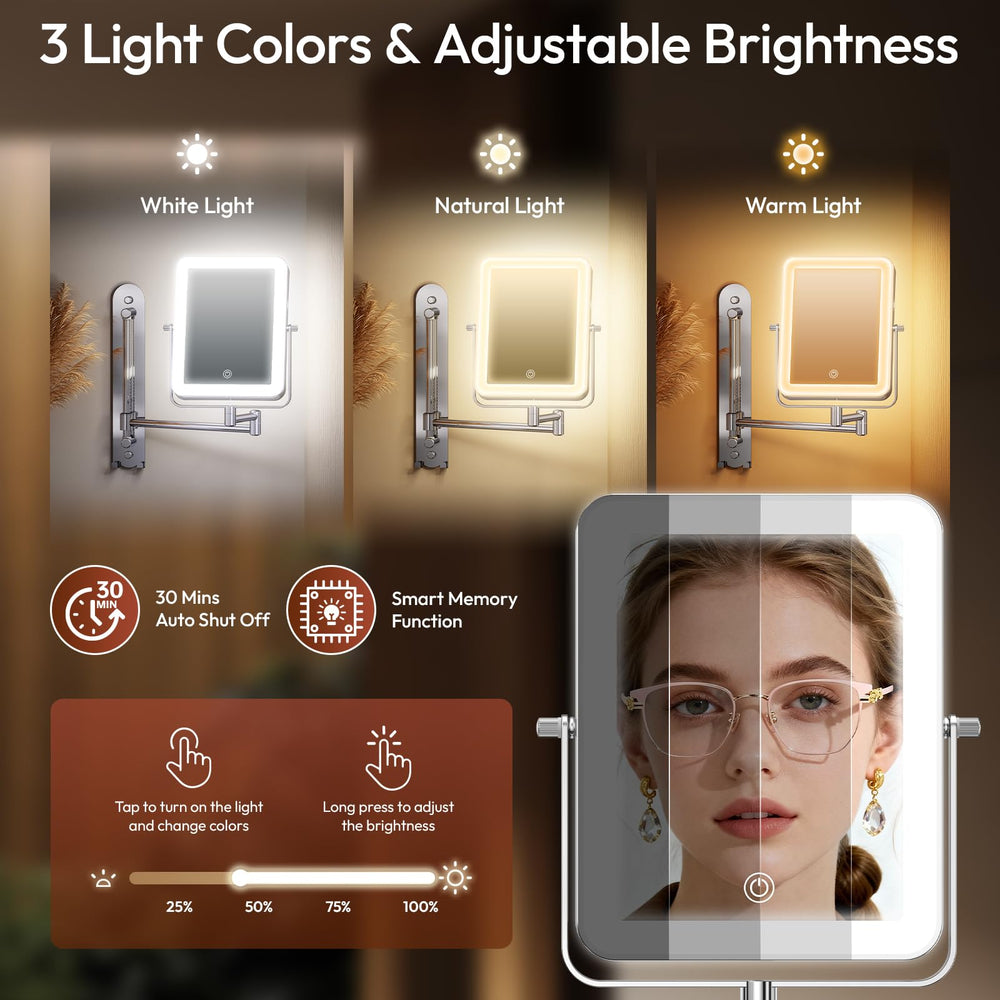 Glowtop éclairage 3 couleurs et gradation continue pour un maquillage précis.
