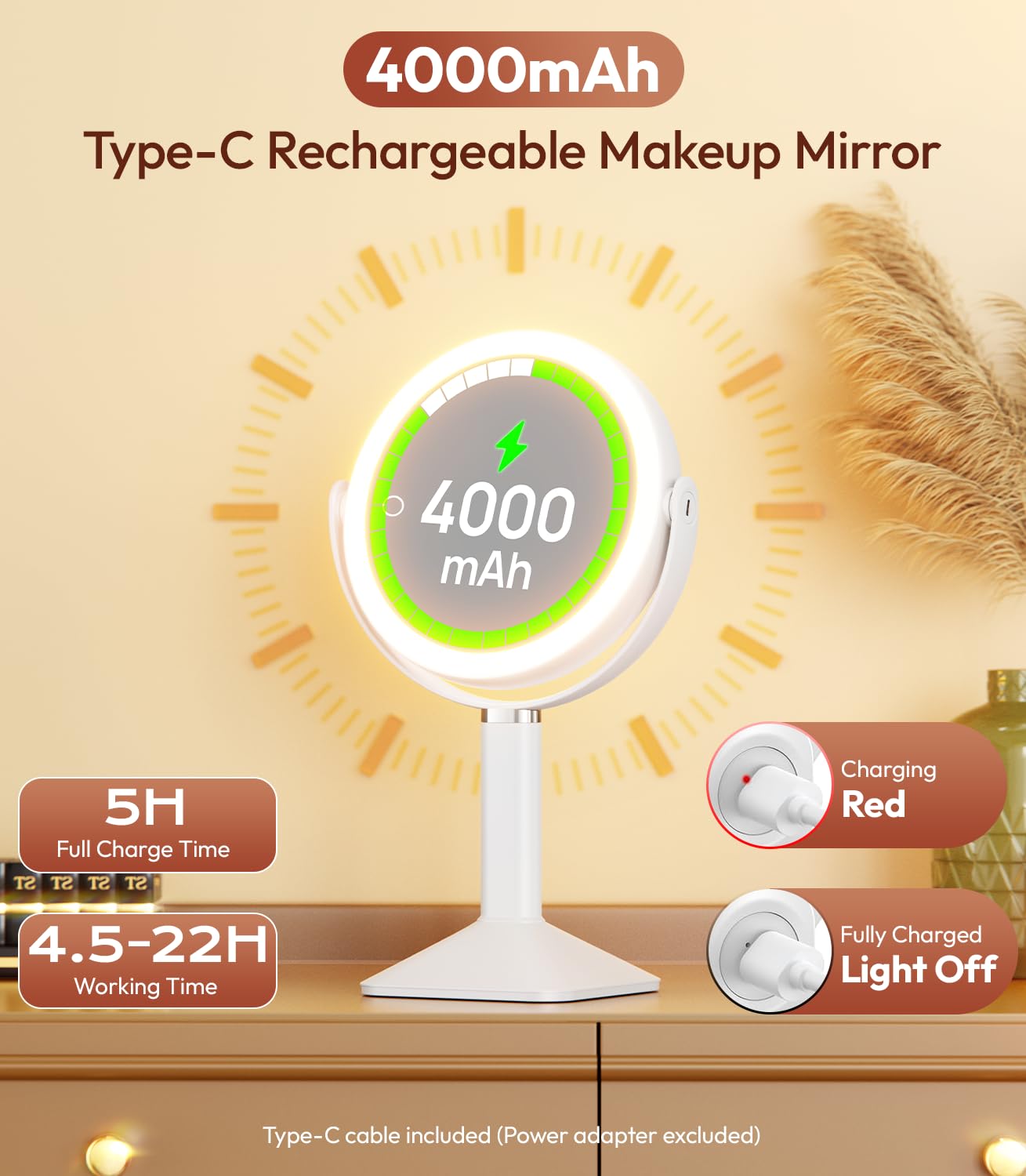 Glowtop miroir avec rotation à 360° pour un angle parfait.