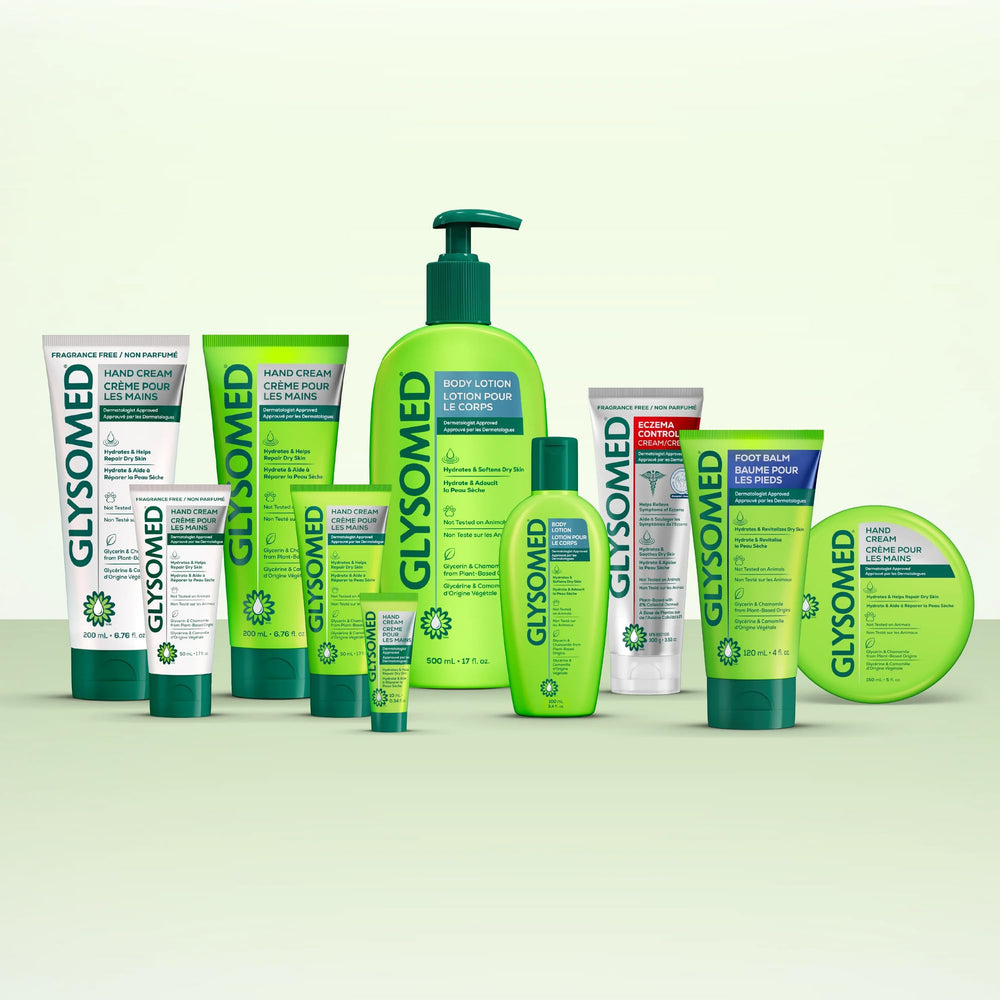Routine quotidienne dans la salle de bain avec Glysomed.