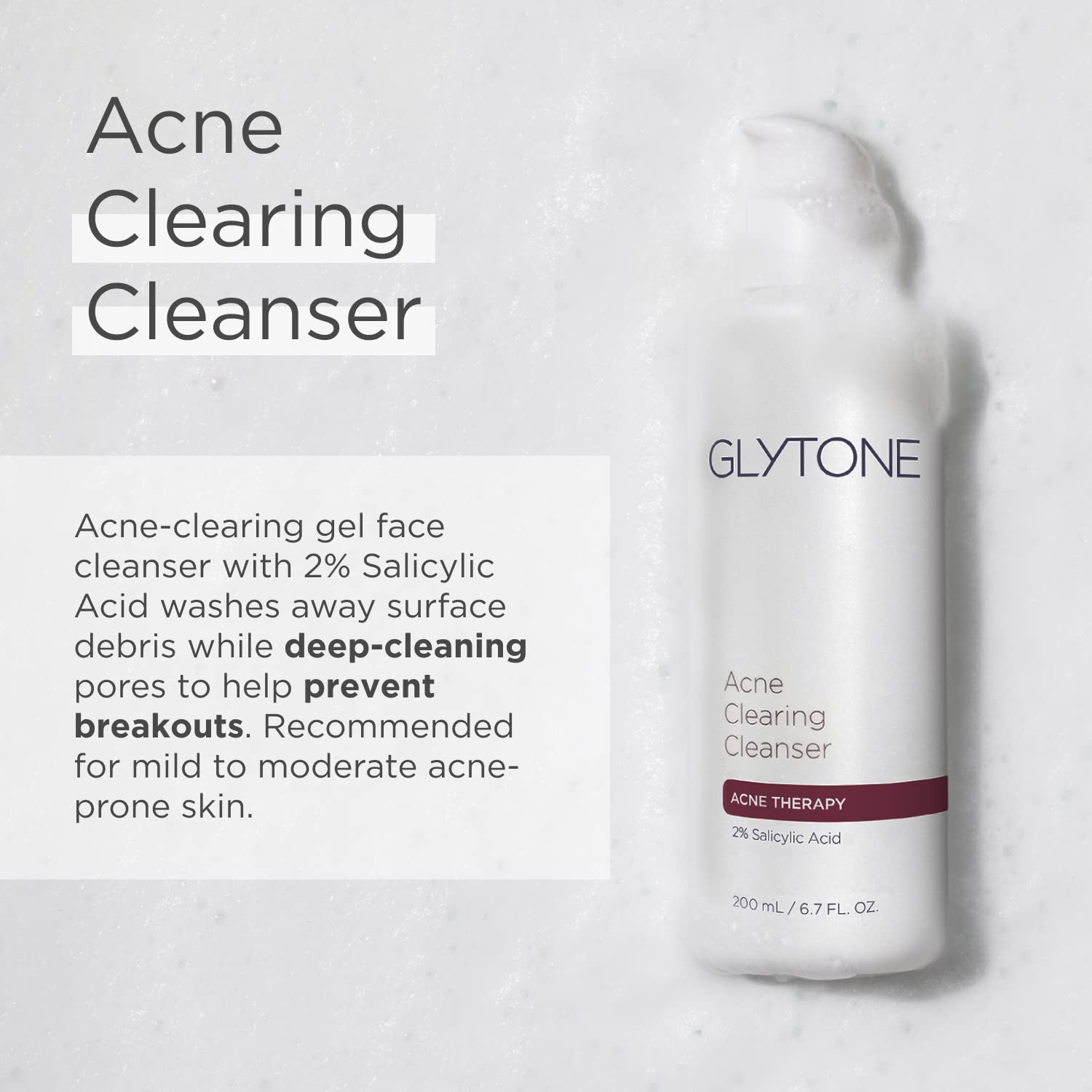 Glytone: mousse douce du nettoyant acné clarifiant, texture agréable