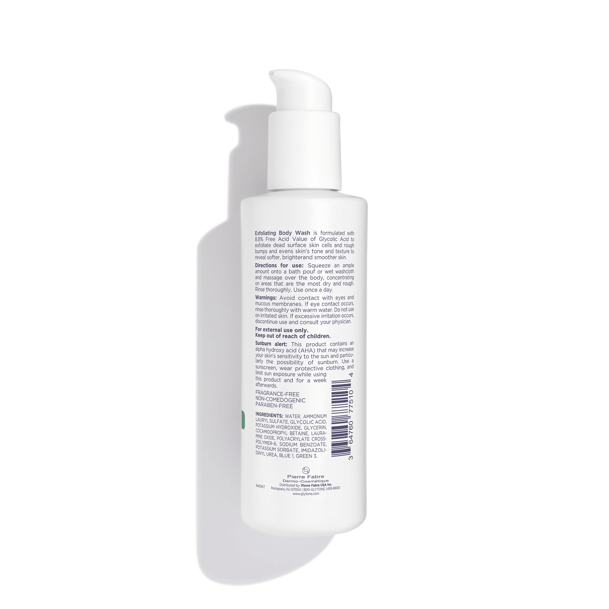 Glytone Douche Pour Peau Sensible: formule sans parfum et sans sulfates adaptée aux peaux sensibles.
