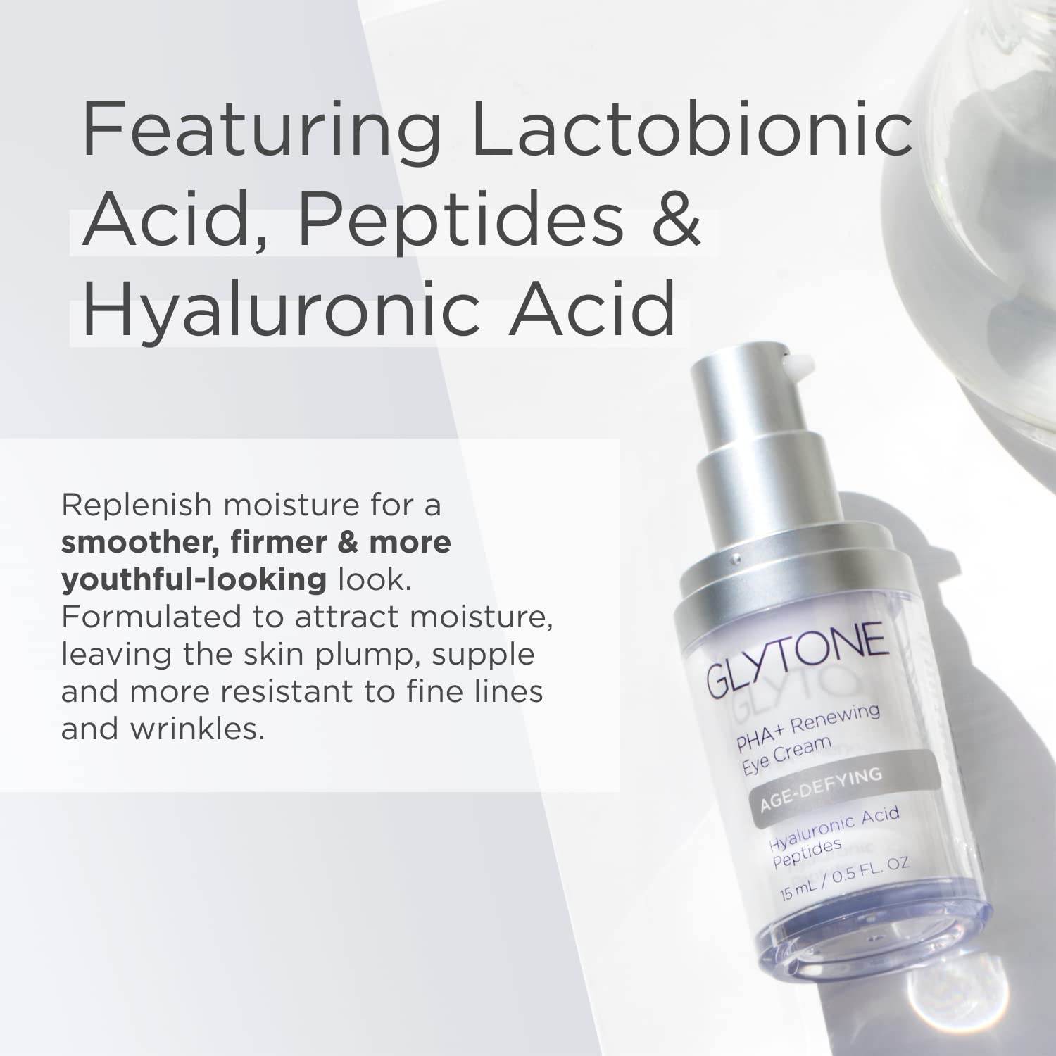 Glytone hyaluronique, hydratation profonde du contour des yeux.