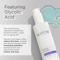 Glytone Mild Cream Cleanser, texture crèmeuse hydratante pour peau confortable après lavage.