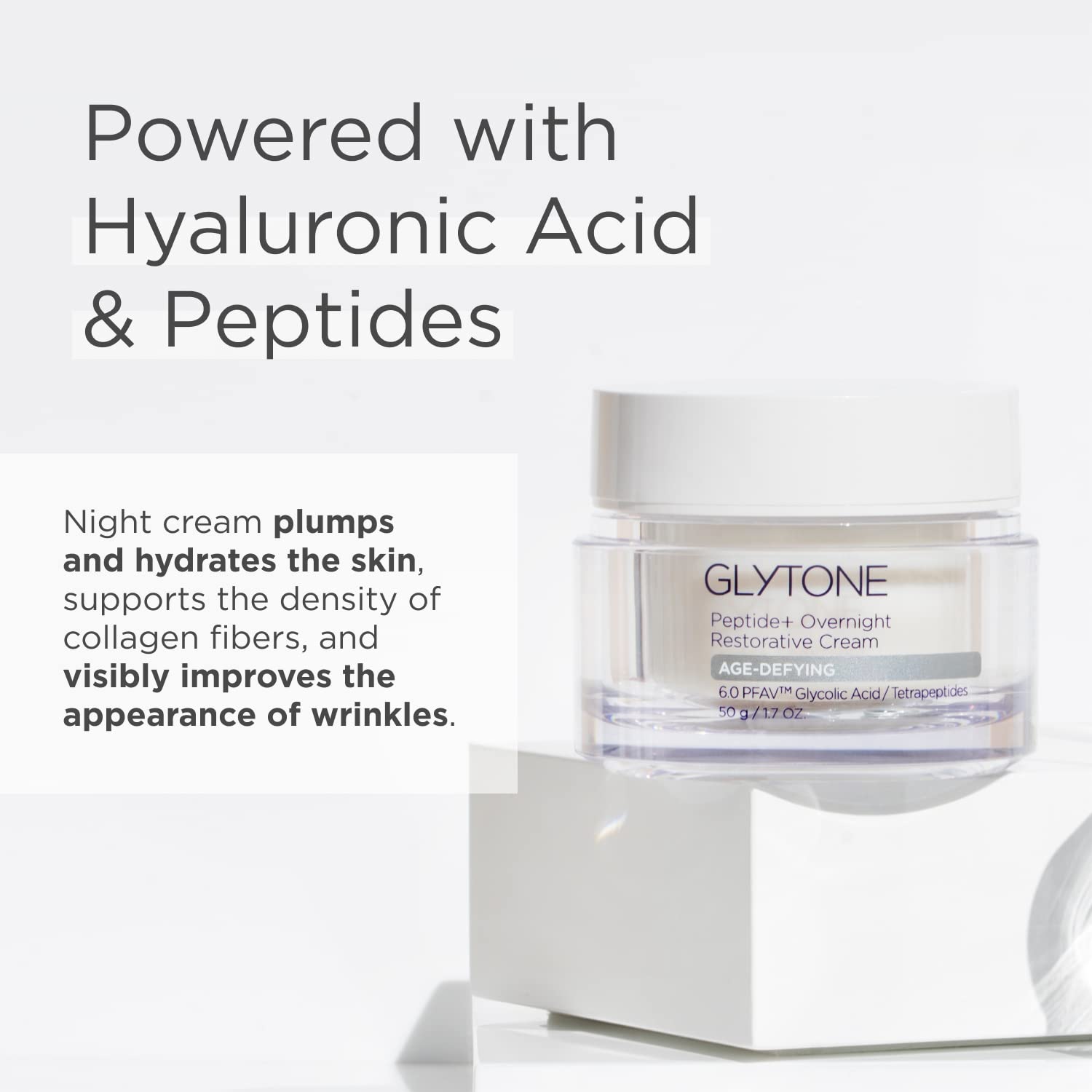GLYTONE Peptide+ Crème Nuit application nocturne – routine simple pour visage et cou.