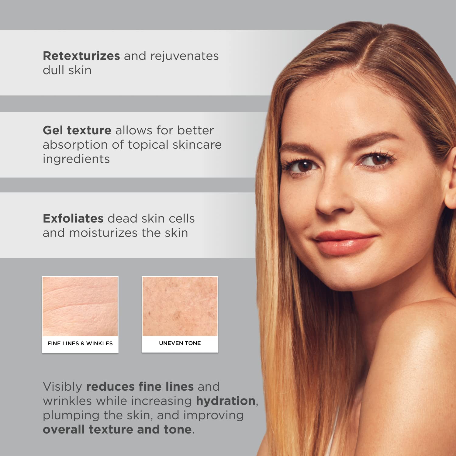 Pores resurface après peeling Glytone pour texture affinée