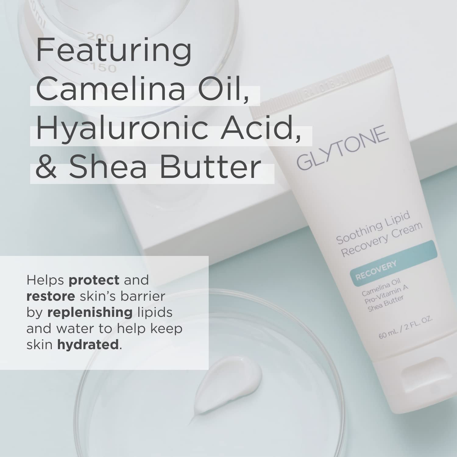 Glytone Crème Lipides Apaisante — huile de caméline pour nourrir et hydrater.