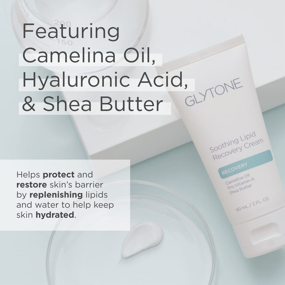 Glytone Crème Lipides Apaisante — huile de caméline pour nourrir et hydrater.