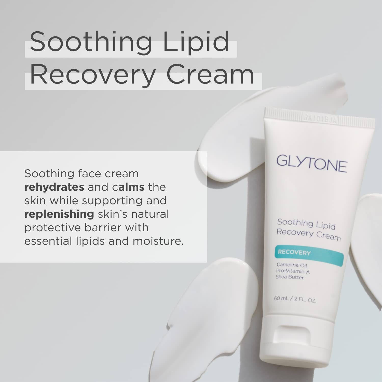 Glytone Crème Lipides Apaisante — texture riche visible sur peau, confort immédiat.