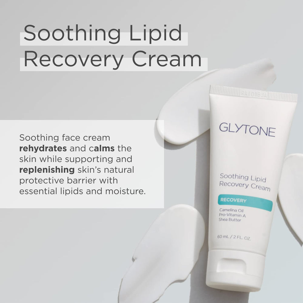 Glytone Crème Lipides Apaisante — texture riche visible sur peau, confort immédiat.