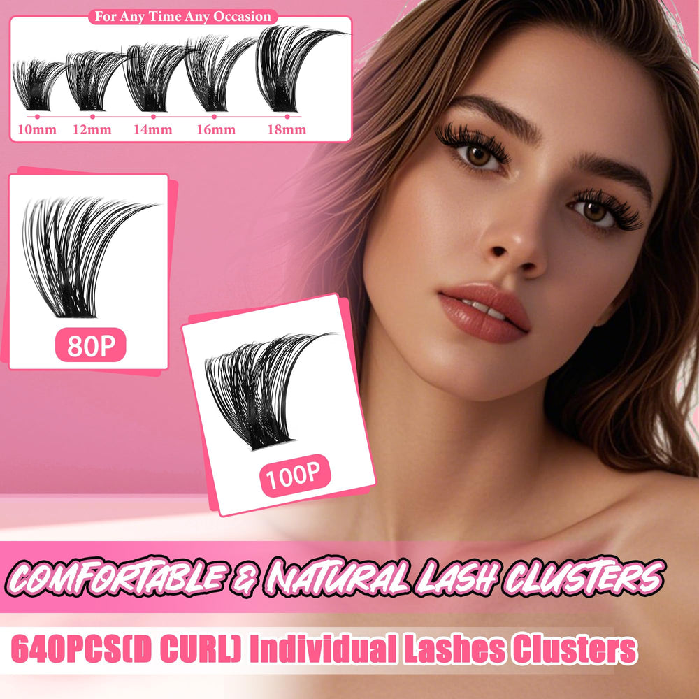Cils clusters synthétiques doux et légers pour un maquillage confortable.