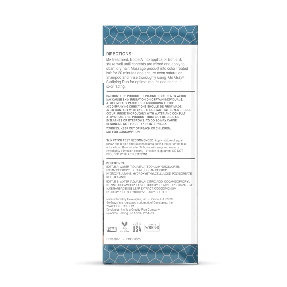 Résultat gris et argent émergeant après le traitement Go Gray Remove