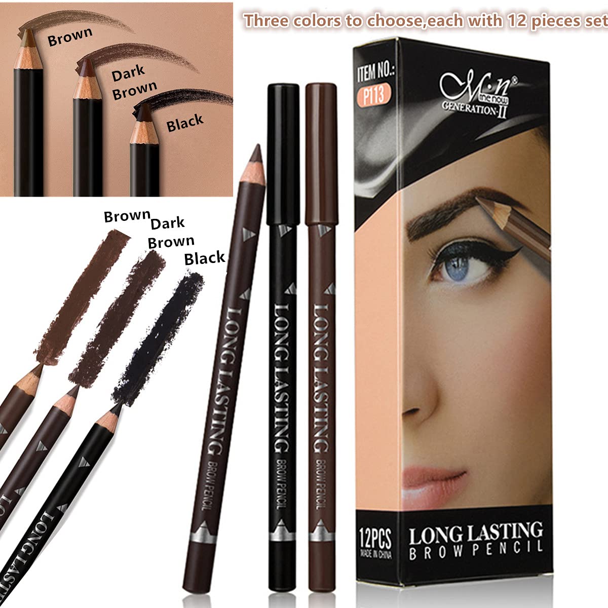 Go Ho crayon sourcils brun moyen tenue longue durée naturel