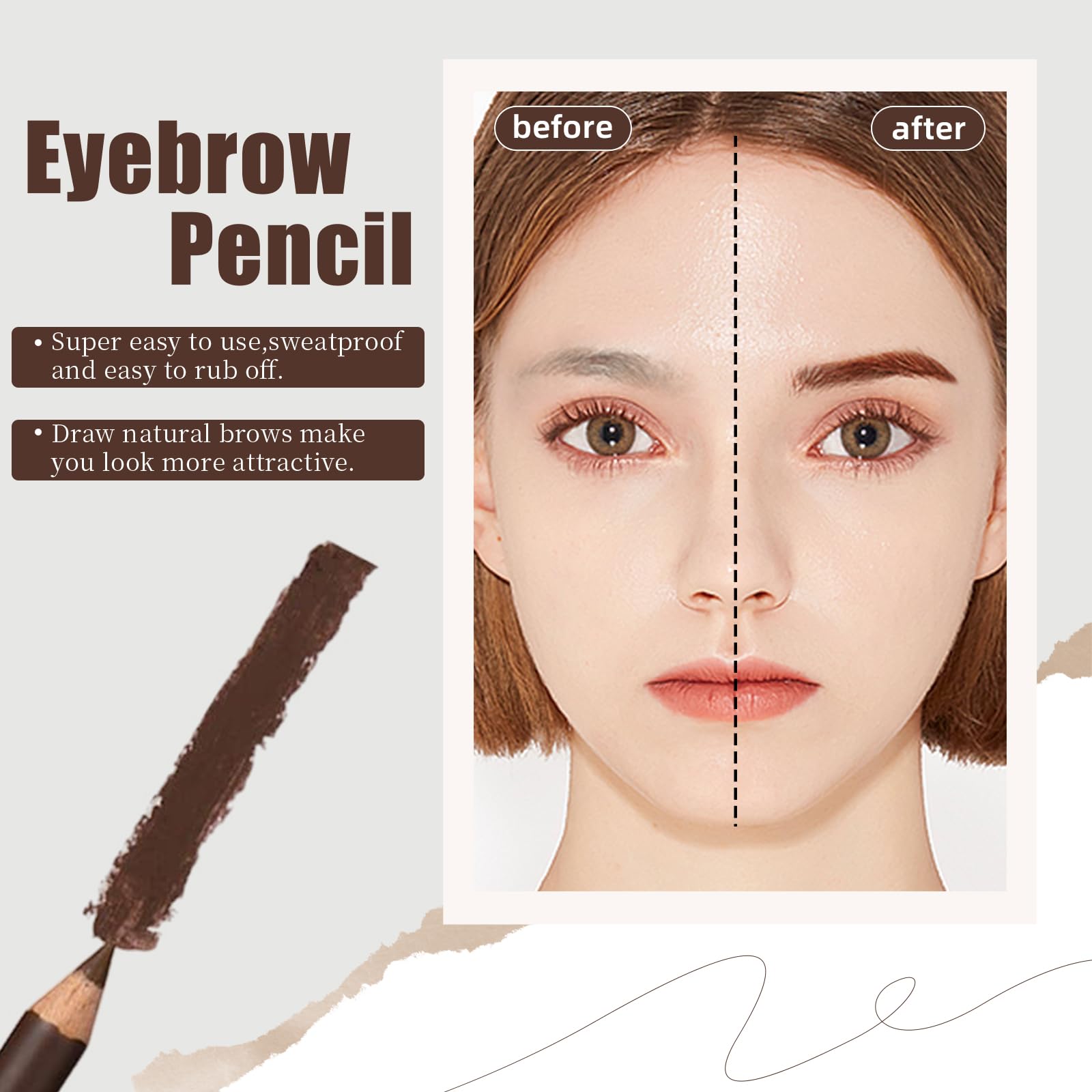 Go Ho crayon sourcils brun moyen usage quotidien compact et pratique