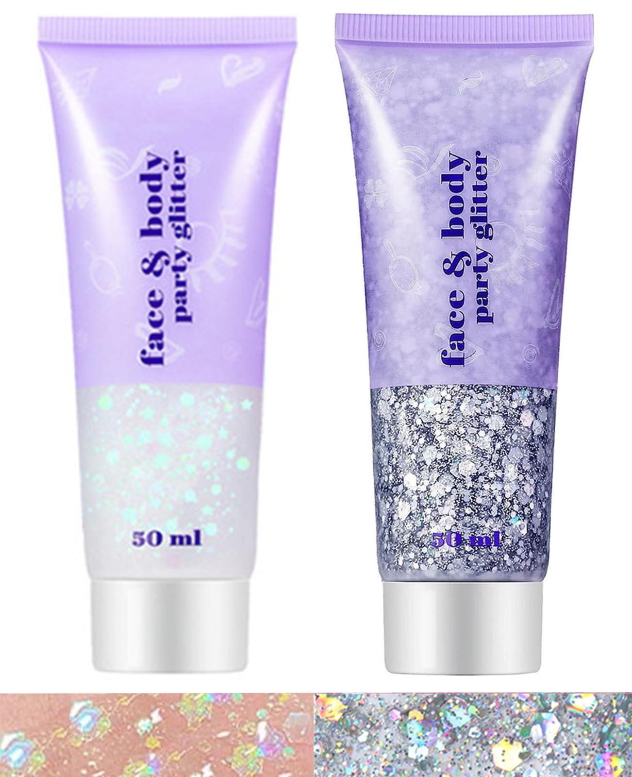 Go Ho gel paillettes corps Argent et Blanc pour un look festif durable