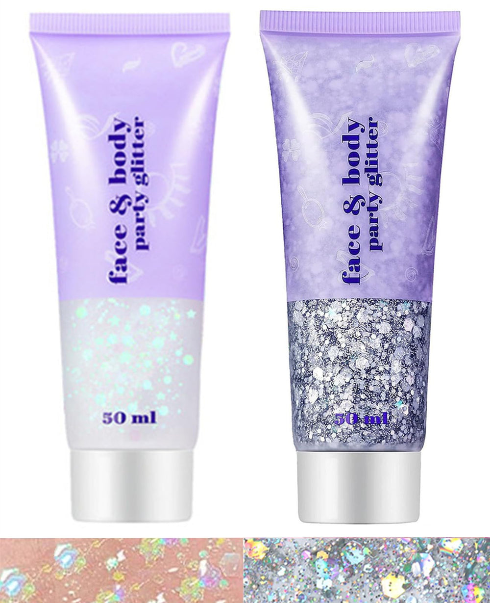Go Ho gel paillettes corps Argent et Blanc pour un look festif durable