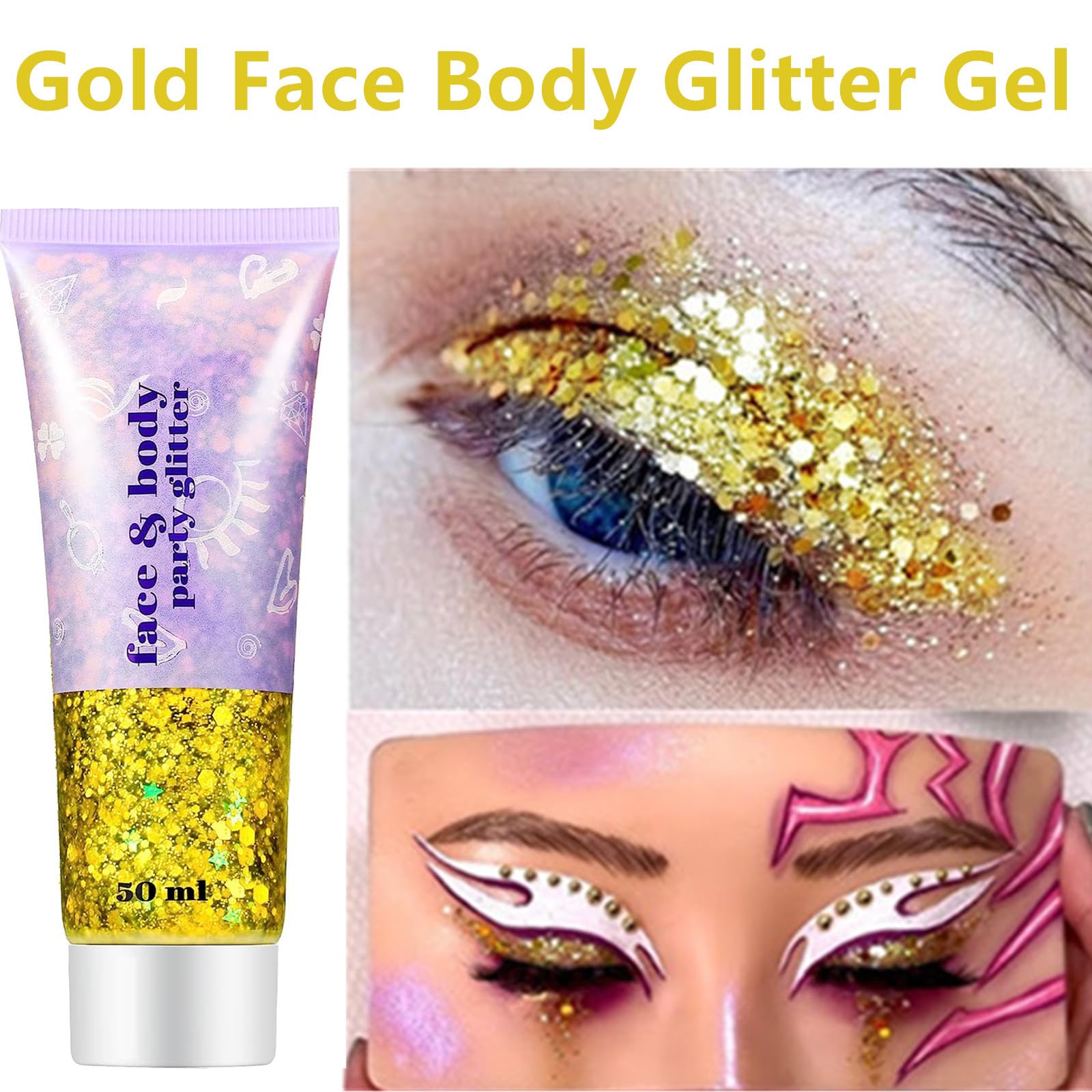 Go Ho Gel paillettes corps – brillance arc-en-ciel sur peau et vêtements