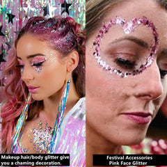 Go Ho gel paillettes visage: éclat holographique sur pommettes.