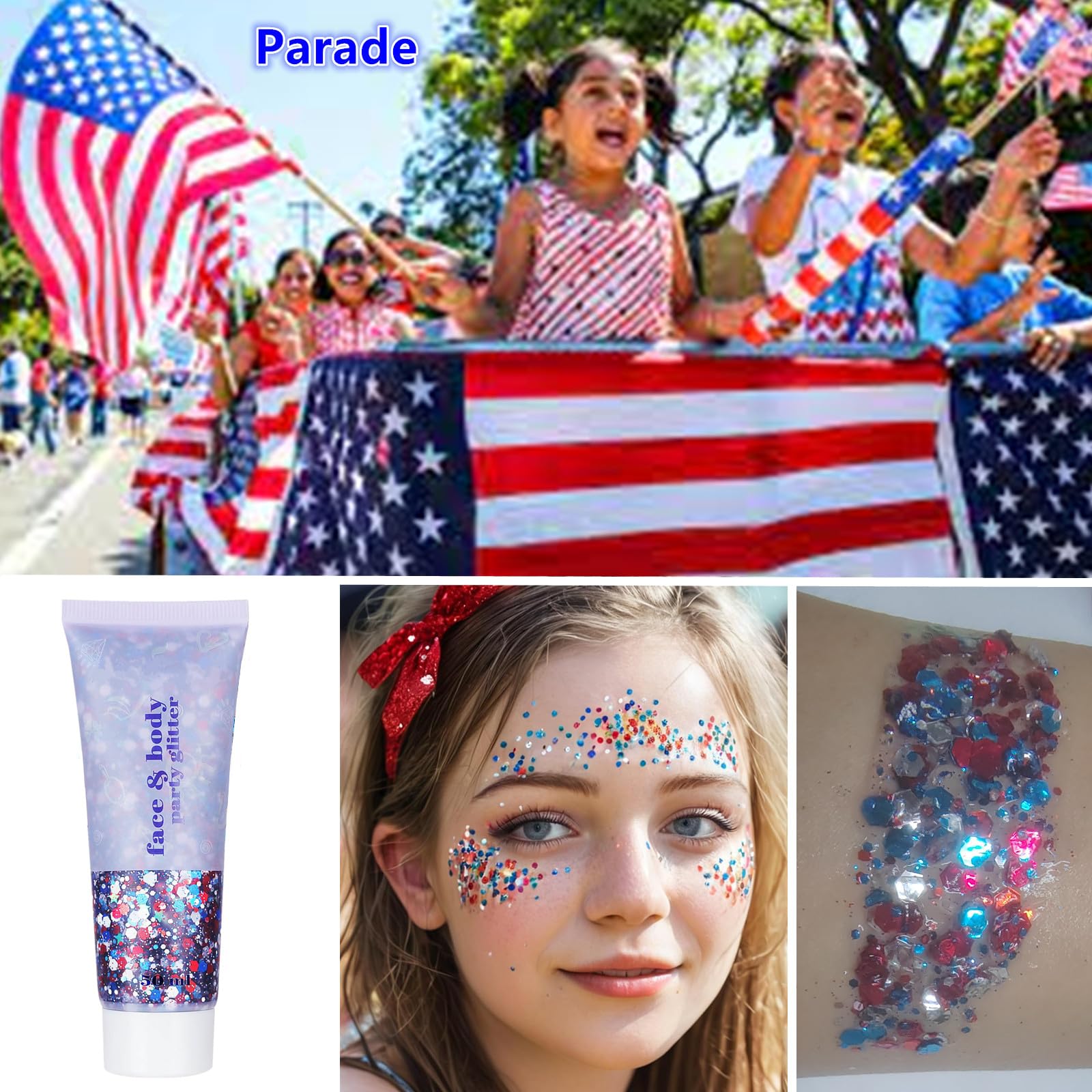 Go Ho Glitter paillettes tailles variées pour rendu multidimensionnel sur peau et cheveux
