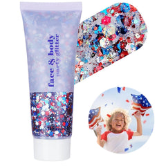 Go Ho Glitter rouge blanc bleu sur visage et corps offre un éclat festif et longue tenue