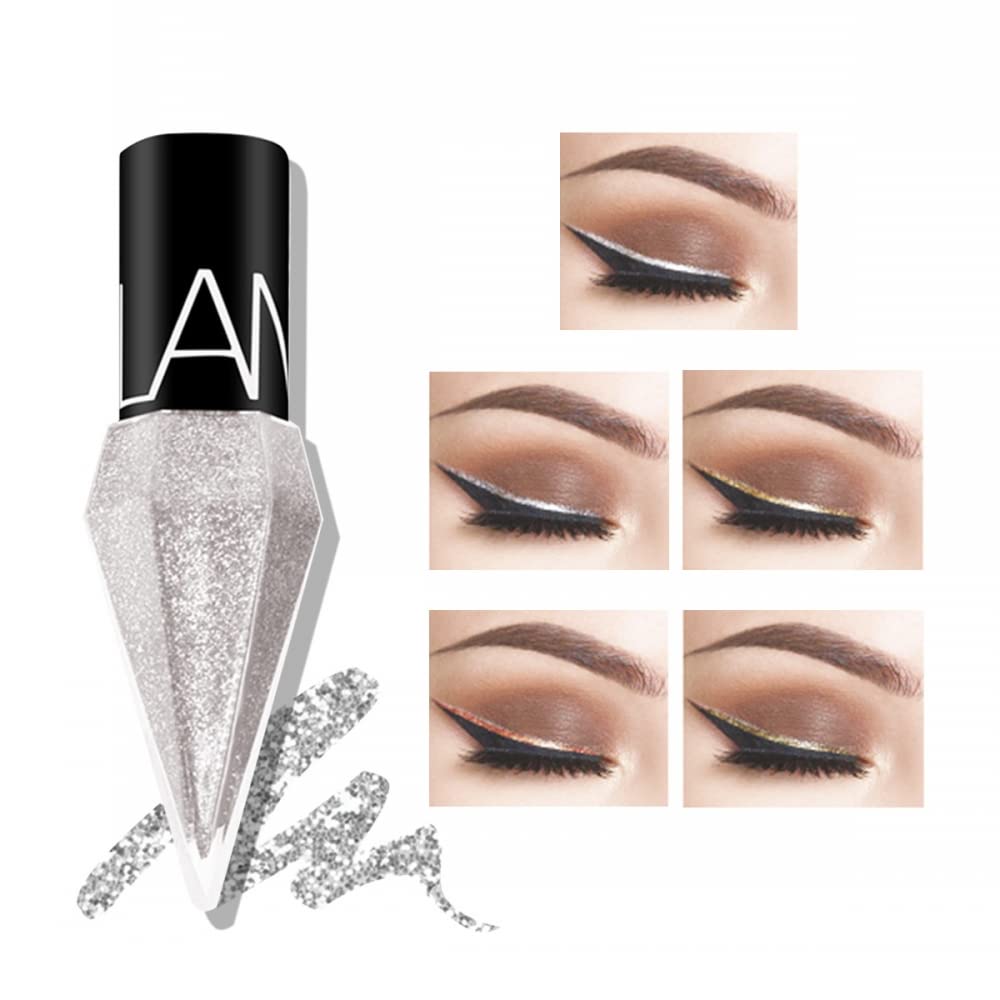 Go Ho trait liquide scintillant argent brillant pour un regard lumineux et net.