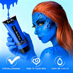 Go Ho texture crème bleu royal, rendu homogène sur la peau.