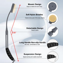 Gobiteli brosse-douche manche incline pour un lavage plus confortable.