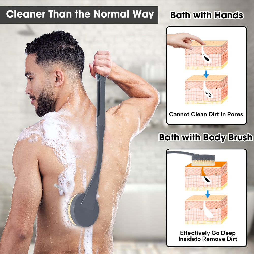 Gobiteli brosse-douche poignee antiderapante pour une prise sûre.