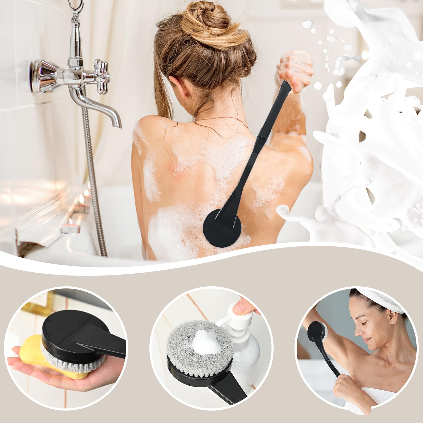 Gobiteli brosse-douche prise ergonomique offrant une assise sûre