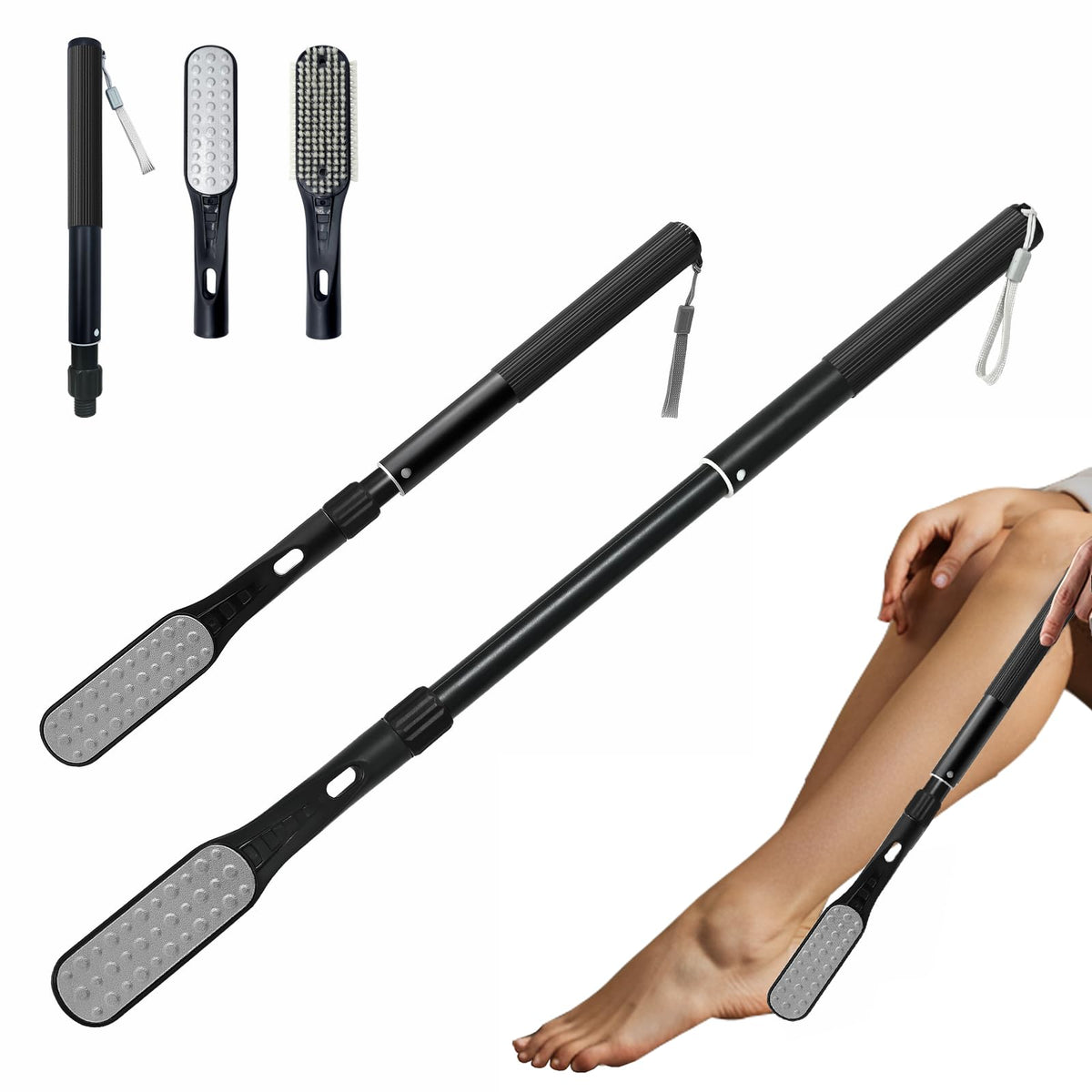 Gobiteli brosse nettoyage orteils télescopique en action dans la douche